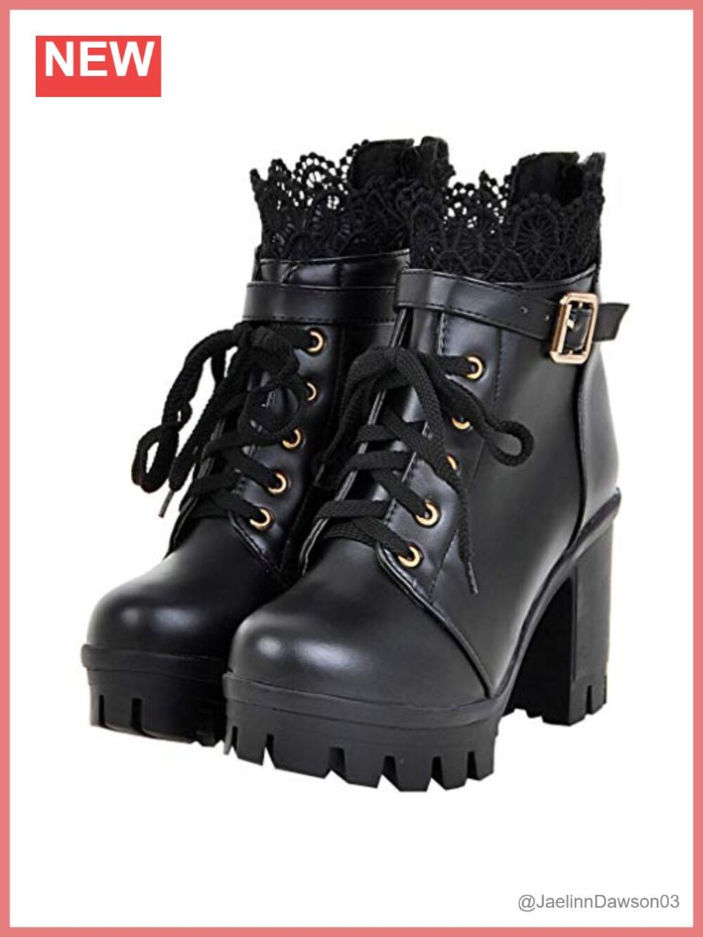 Womens Chunky Platform Ankle Boots High Heel Lace Up Gothic Bootie